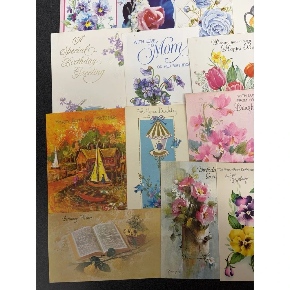 Vintage Birthday Cards Some Fronts ONLY Scrapbooking Crafts Decoupage Lot of 50+